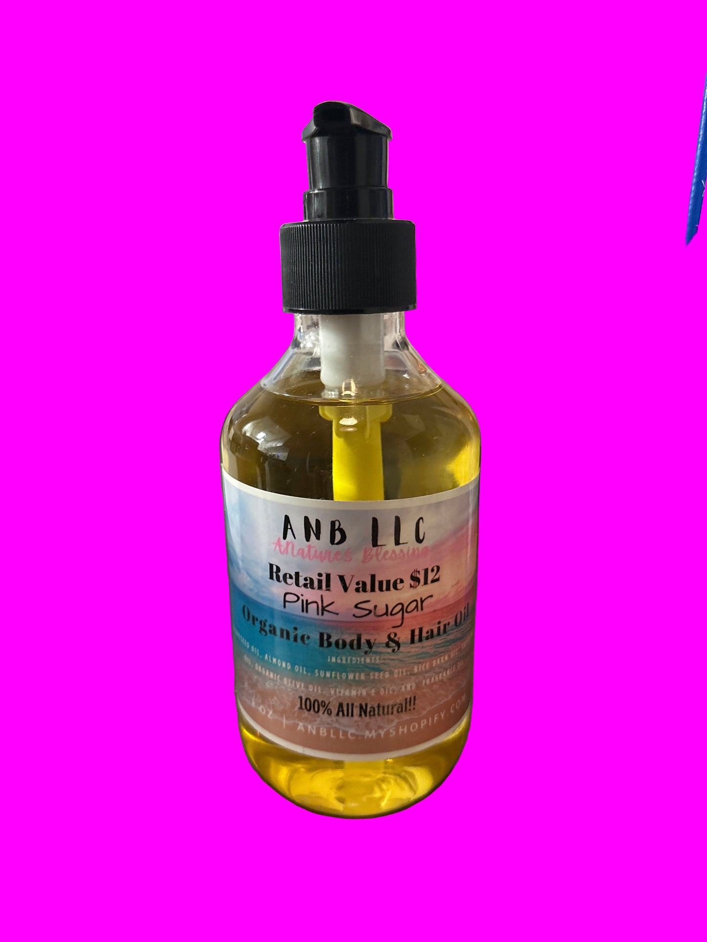 Pink sugar, hair and body organic oil 