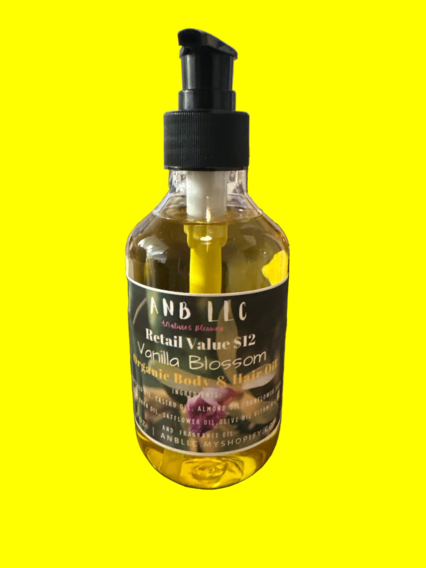 Vanilla blossom, hair and body organic oil 8oz
