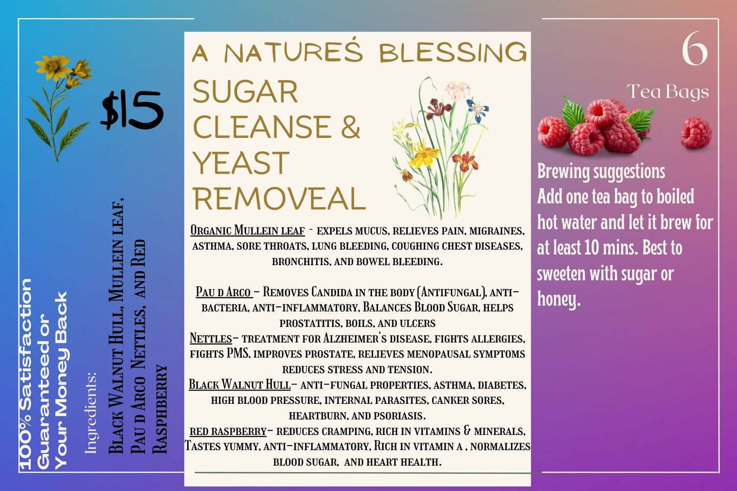 Sugar & Yeast Cleanse Herbal Tea (6 Bags)