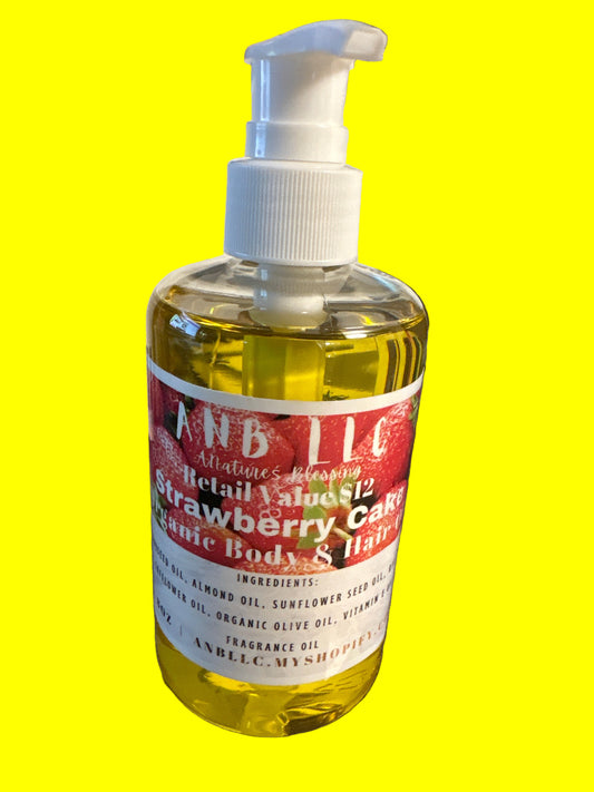 Strawberry cake organic hair & body oil 8oz￼