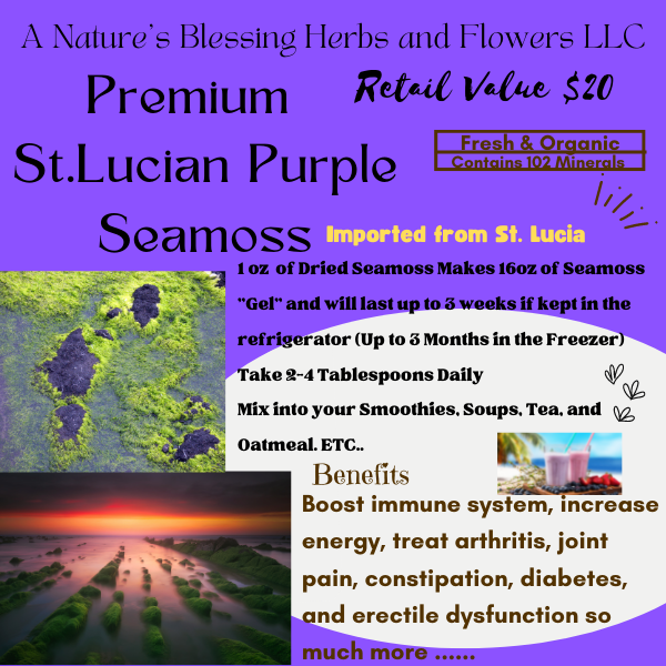 Premium St. Lucian  Purple Seamoss 2oz